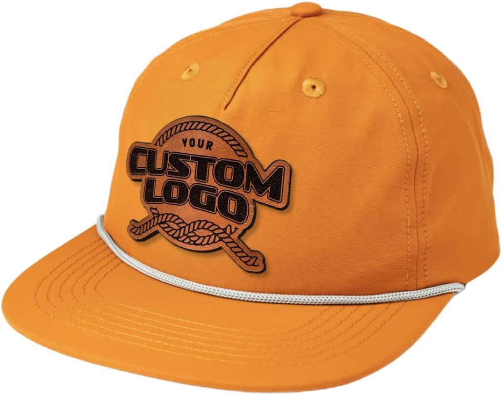 Custom Leather Patch 5 Panel Rope Hat for Stylish Comfort