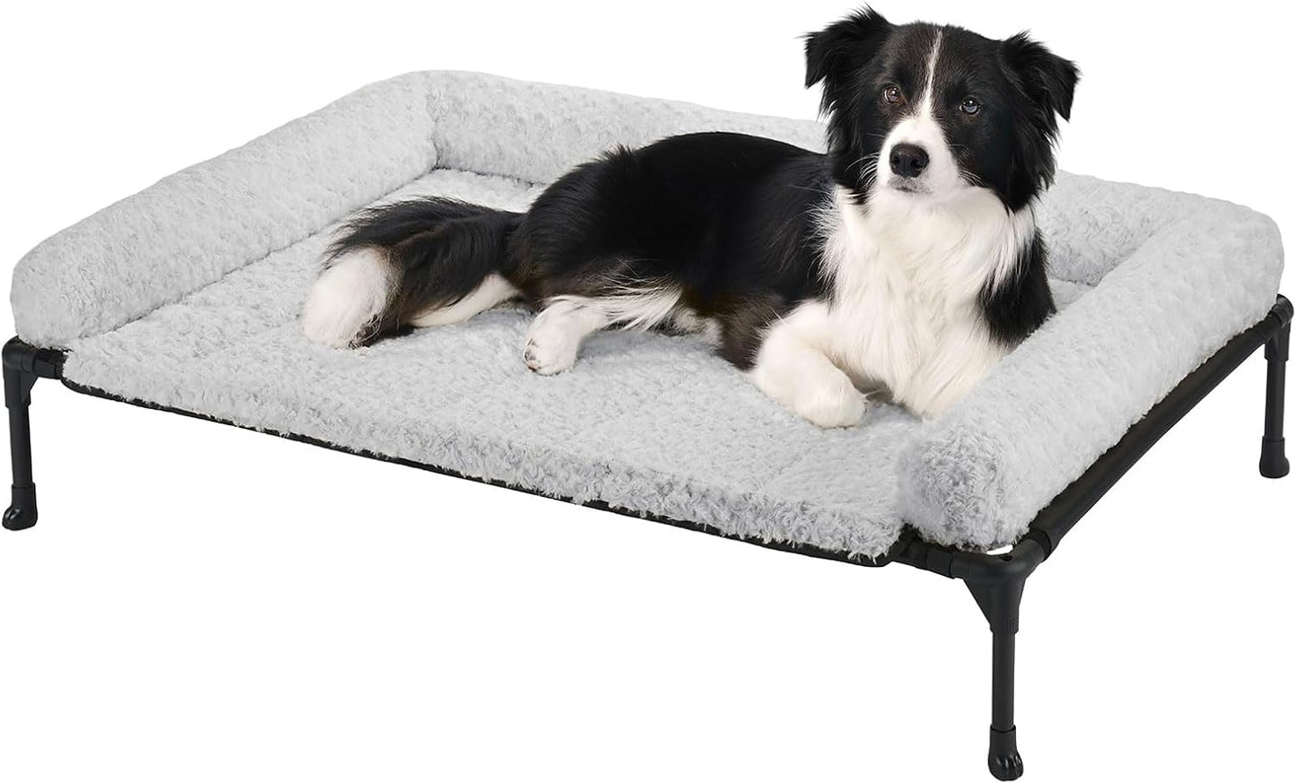 Veehoo Cooling Elevated Dog Bed with Plush Bolster Cushion Mat