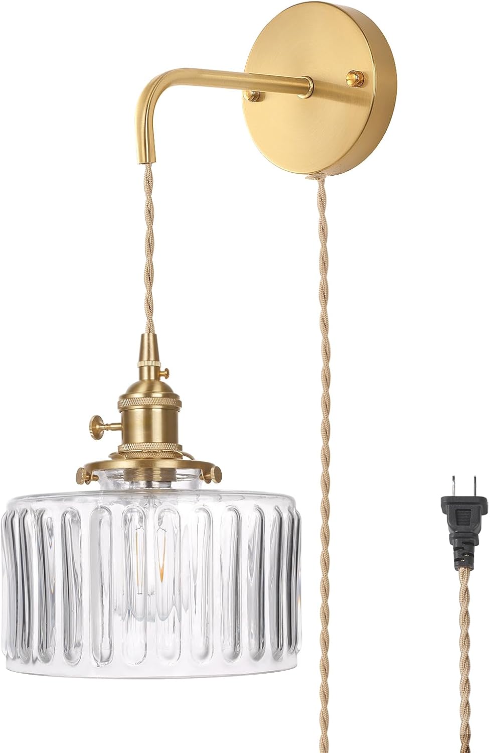 Vintage Wall Sconce Lamp with Clear Glass Shade for Home Decor