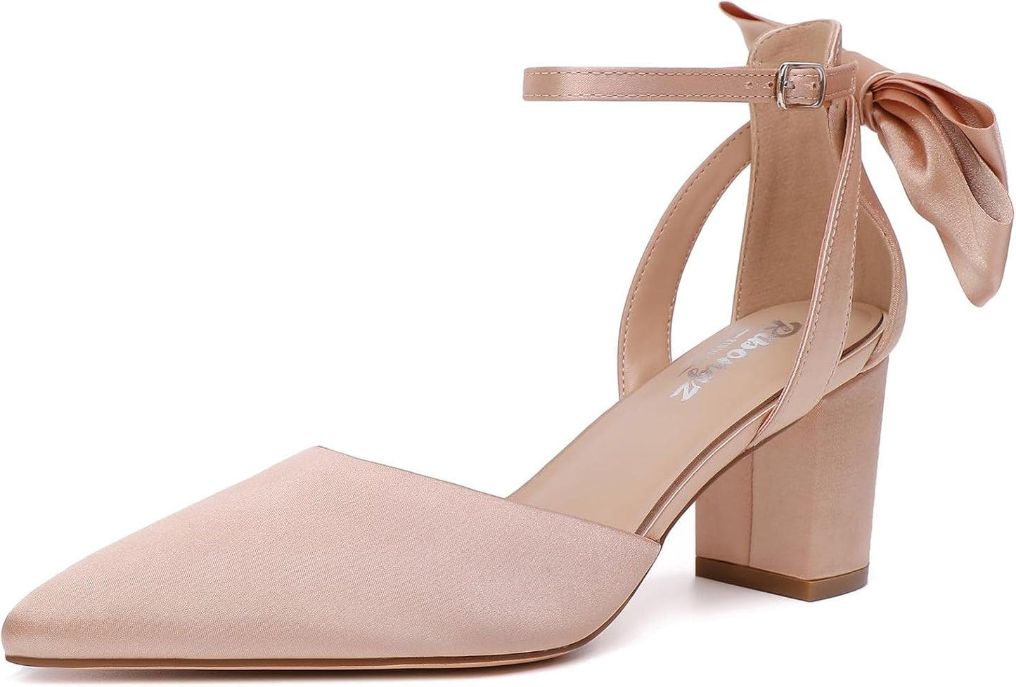 RIBONGZ Wedding Bridal Shoes for Women with Chunky Block Heels