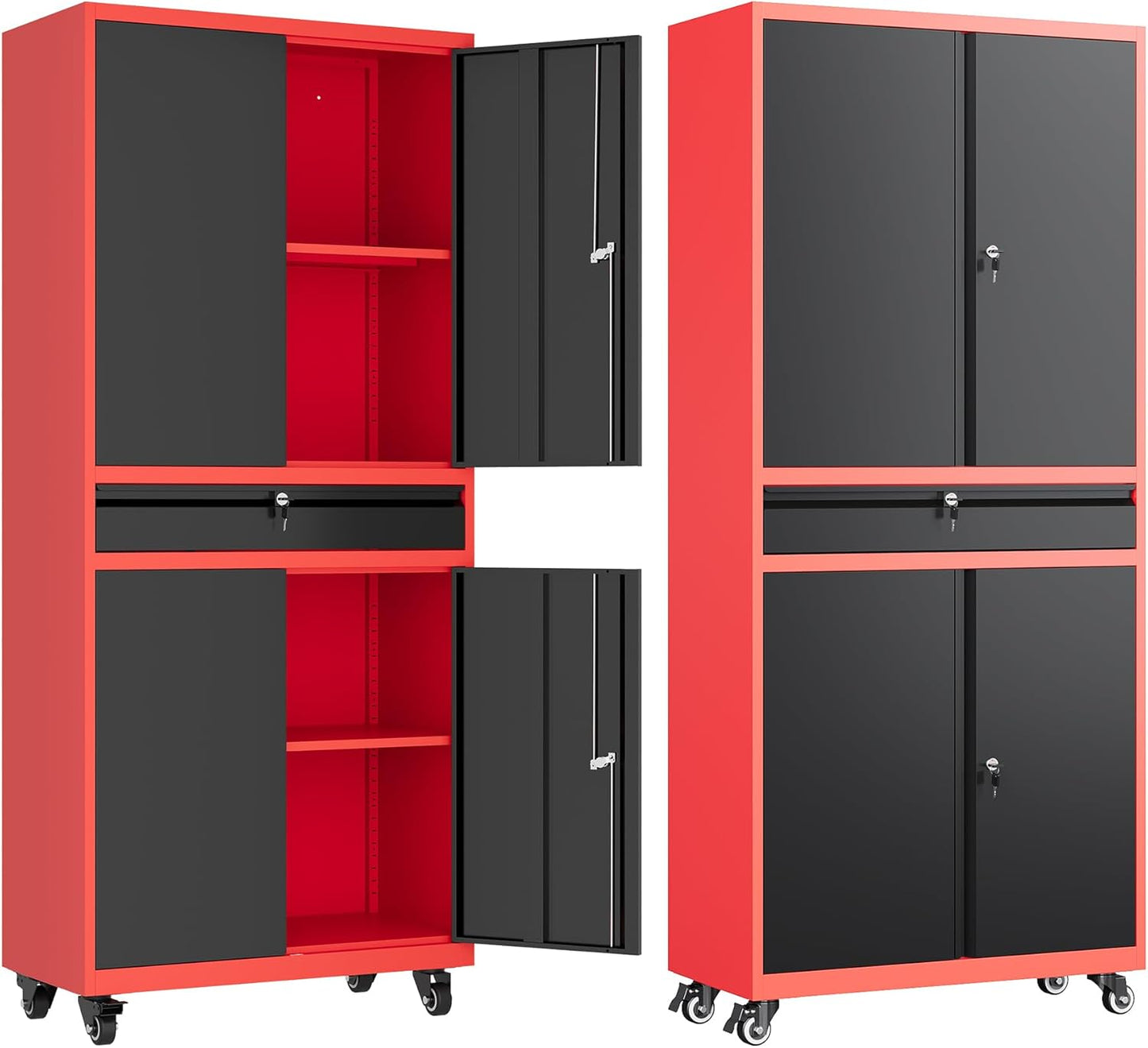 Letaya Metal Garage Storage Cabinet with Wheels for Home Use