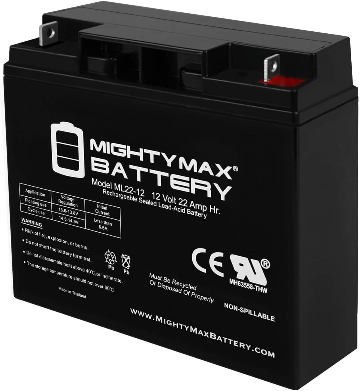 Mighty Max Battery ML22-12 - Reliable 12V 22AH Rechargeable Battery