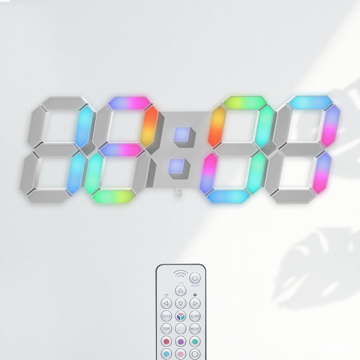 KOSUMOSU LED Wall Clock 15in RGB Digital Clock for Decor