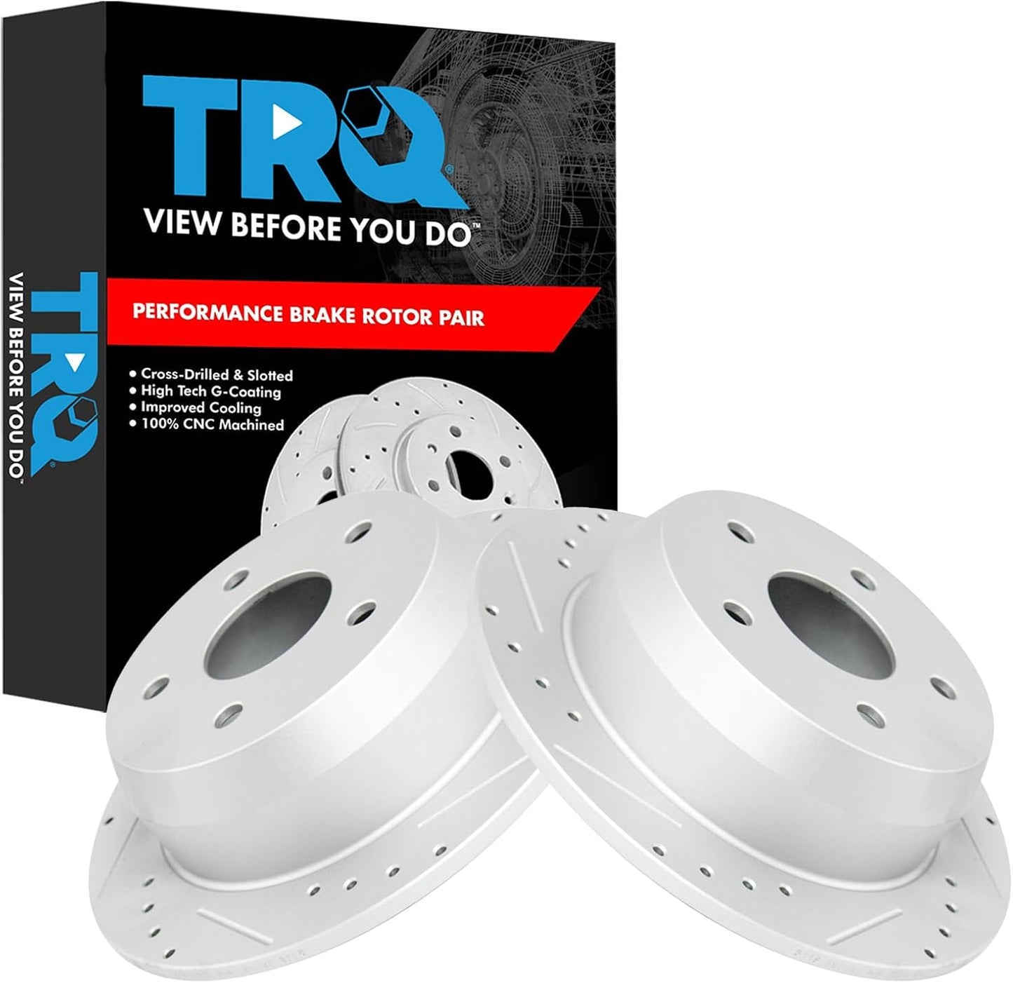TRQ Rear Performance Brake Rotors Set for Jeep Grand Cherokee