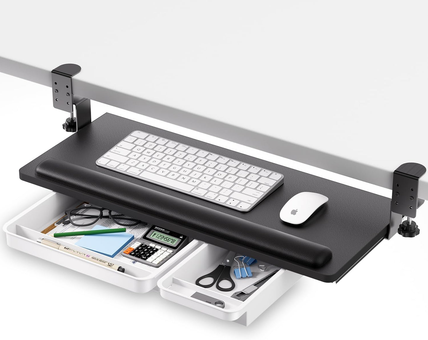 Ergonomic Keyboard Tray with Slide Out Drawers & Wrist Rest - Omhuzsyo