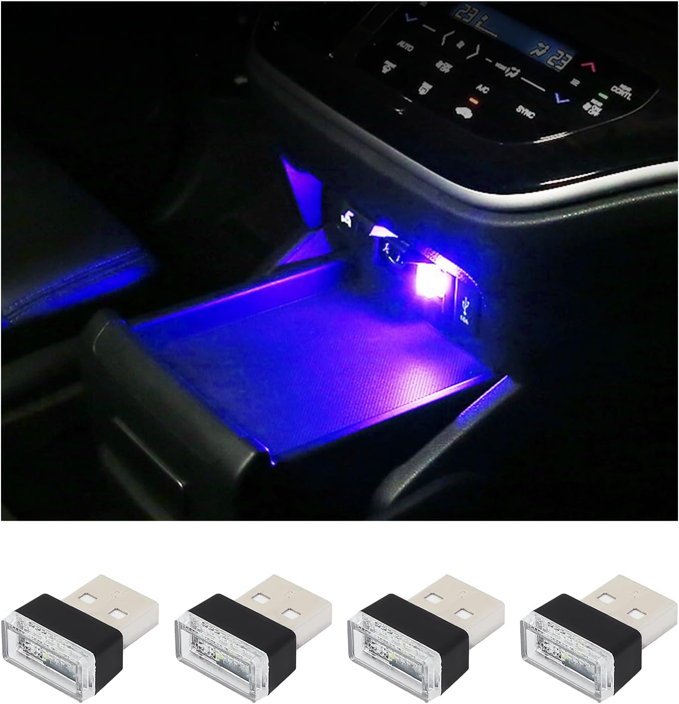 Portable USB Car Interior Lights - Blue Glow