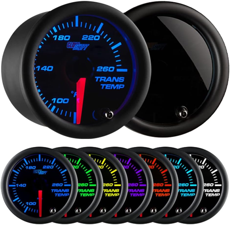 GlowShift Tinted 7 Color Transmission Temp Gauge Kit for Cars