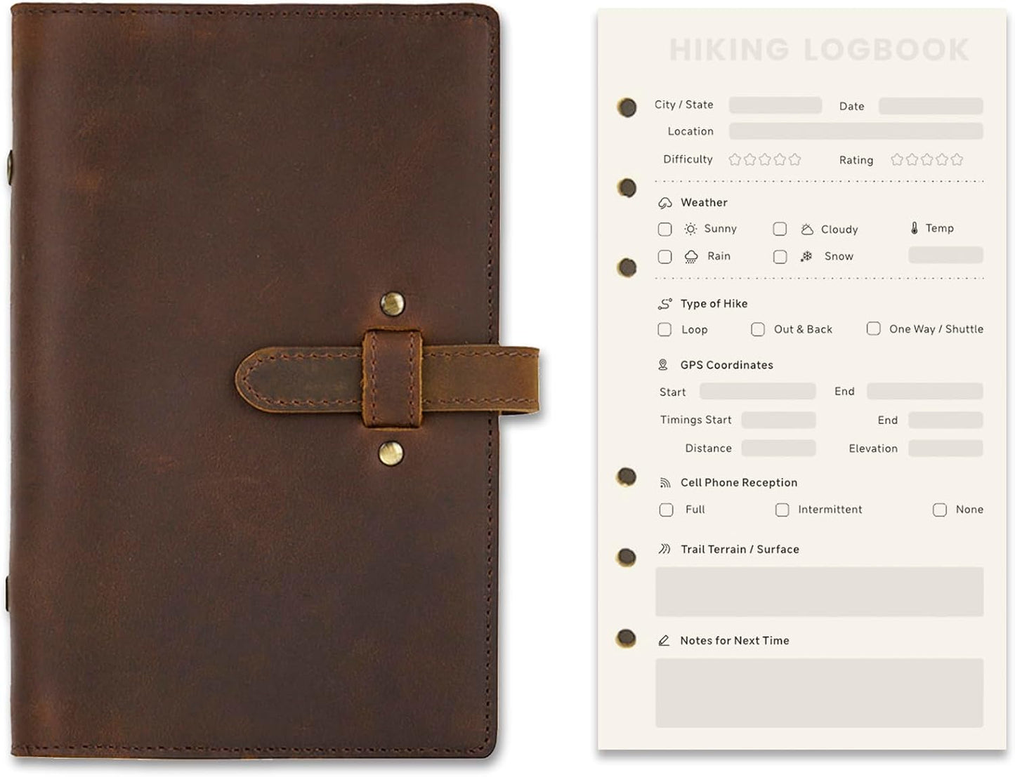 Hiking Logbook + Journal | Write-In Prompts | Trail Memories