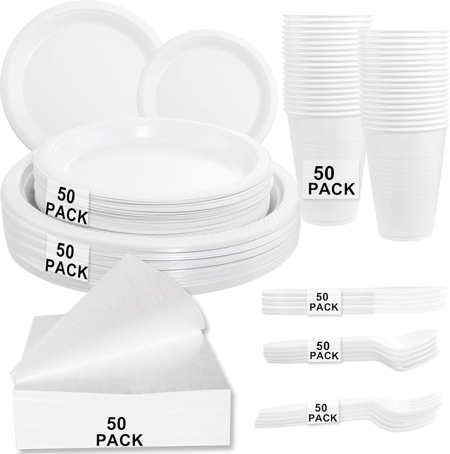 MirthMood 350PCS White Disposable Plates for Every Occasion