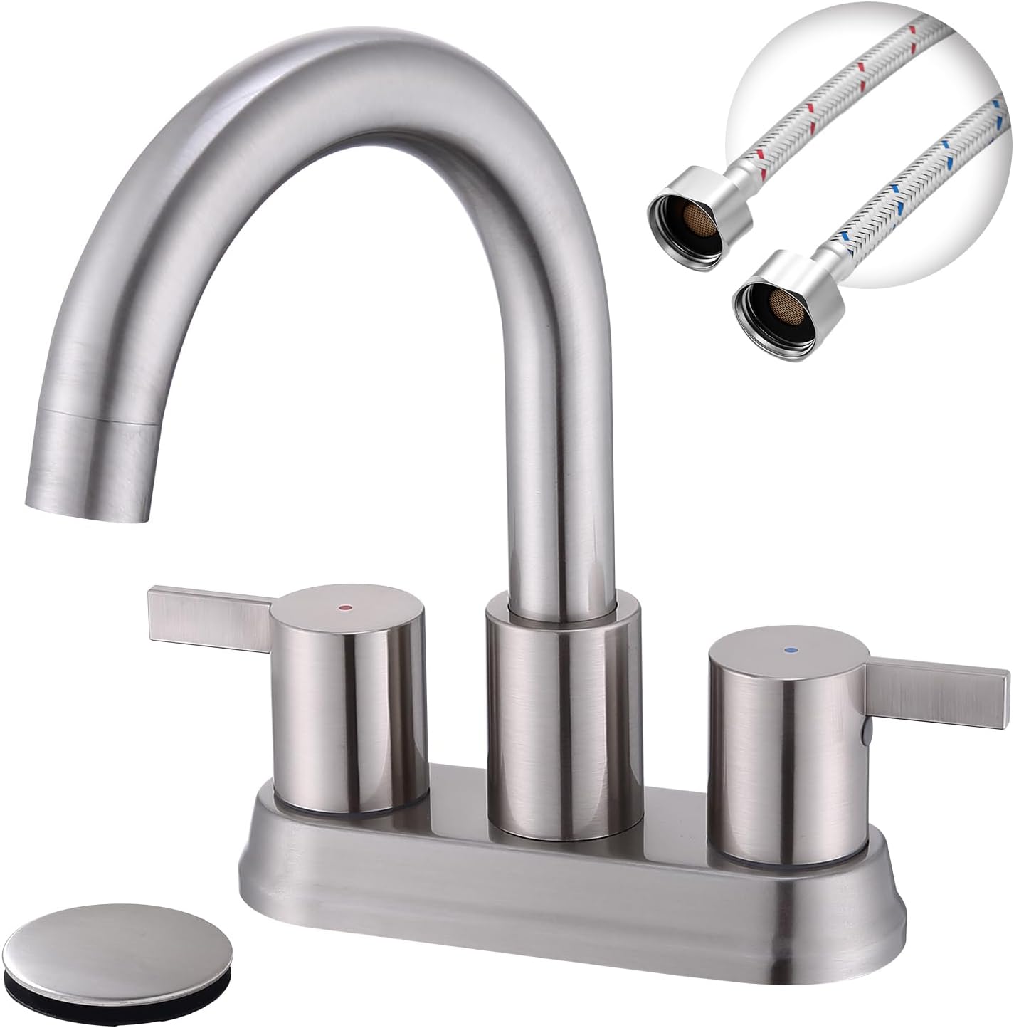 Two Handle 4 inch Brushed Nickel Bathroom Faucet for Sinks