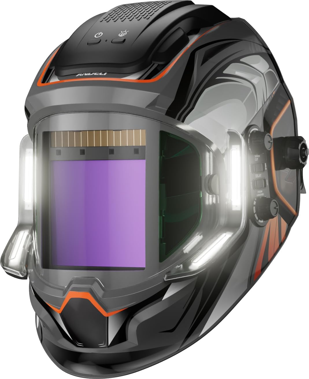 Panoramic Large Viewing Welding Helmet with LED Lights and Sensors