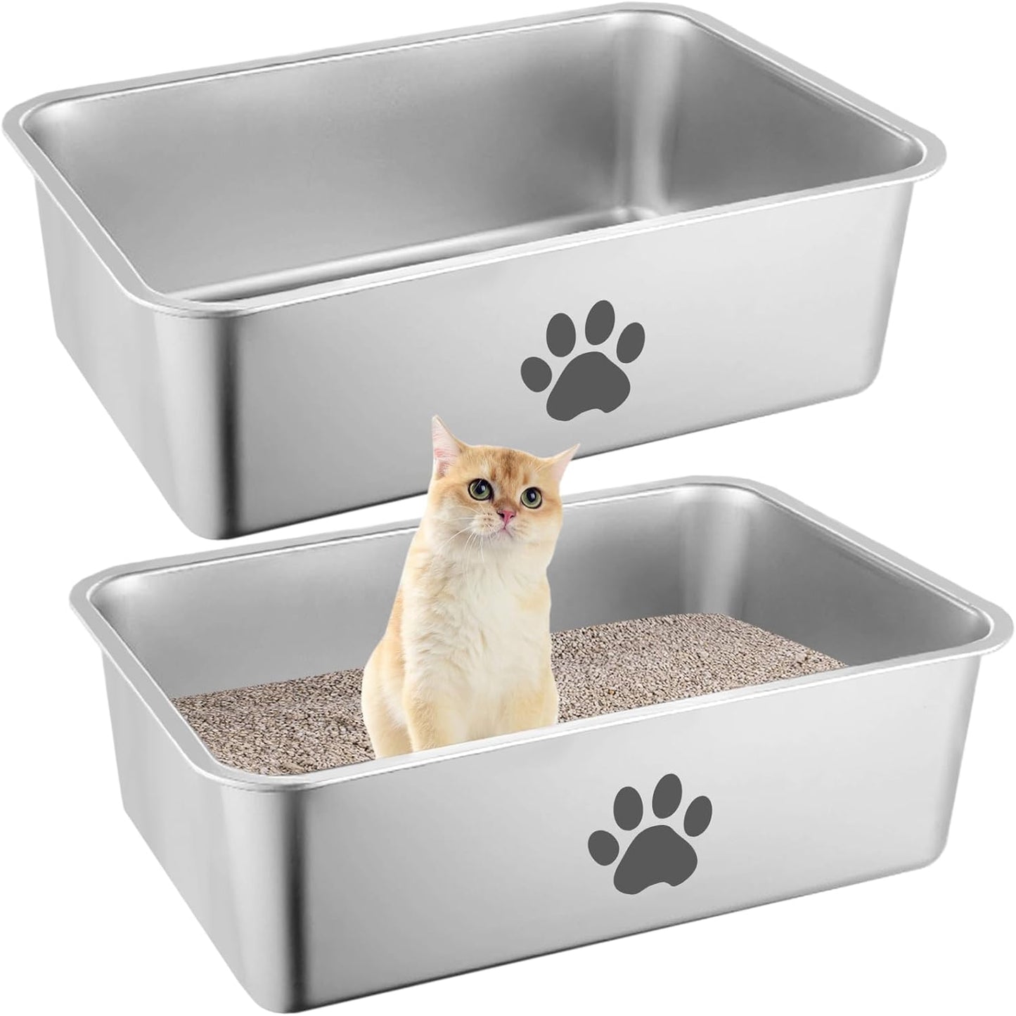 Stainless Steel Cat Litter Box for Easy Clean and Odor Control