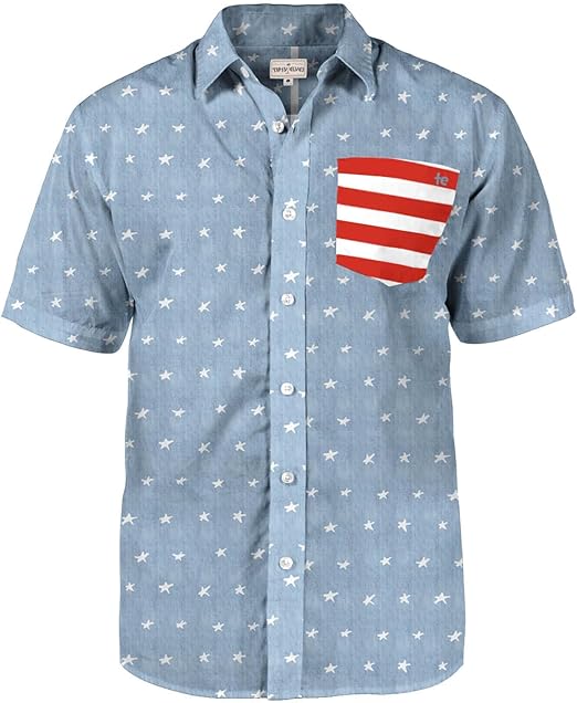 Tipsy Elves Patriotic Shirts for Men - USA Flag Short Sleeve