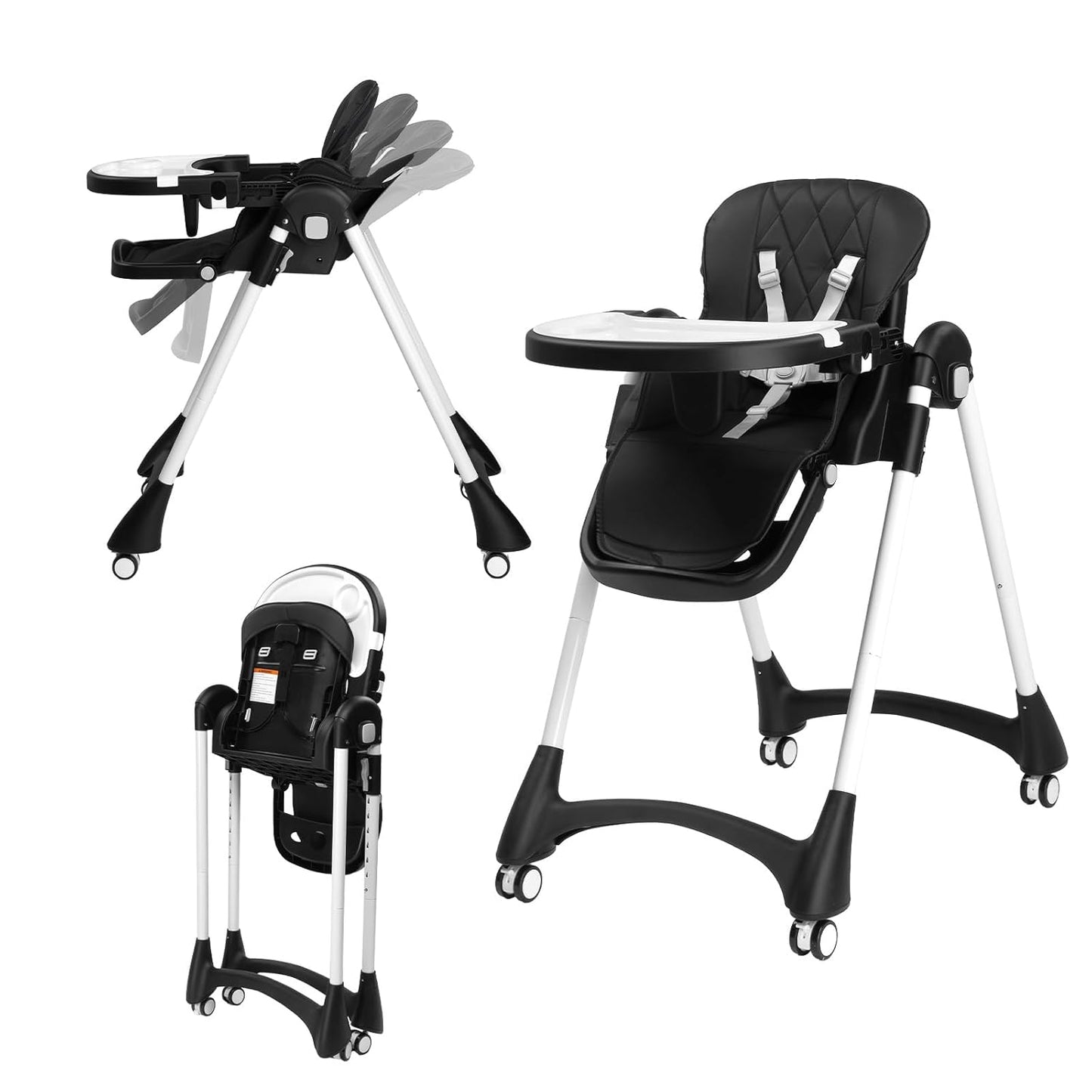 4 in 1 Folding Baby High Chair for Babies to Toddlers - Black