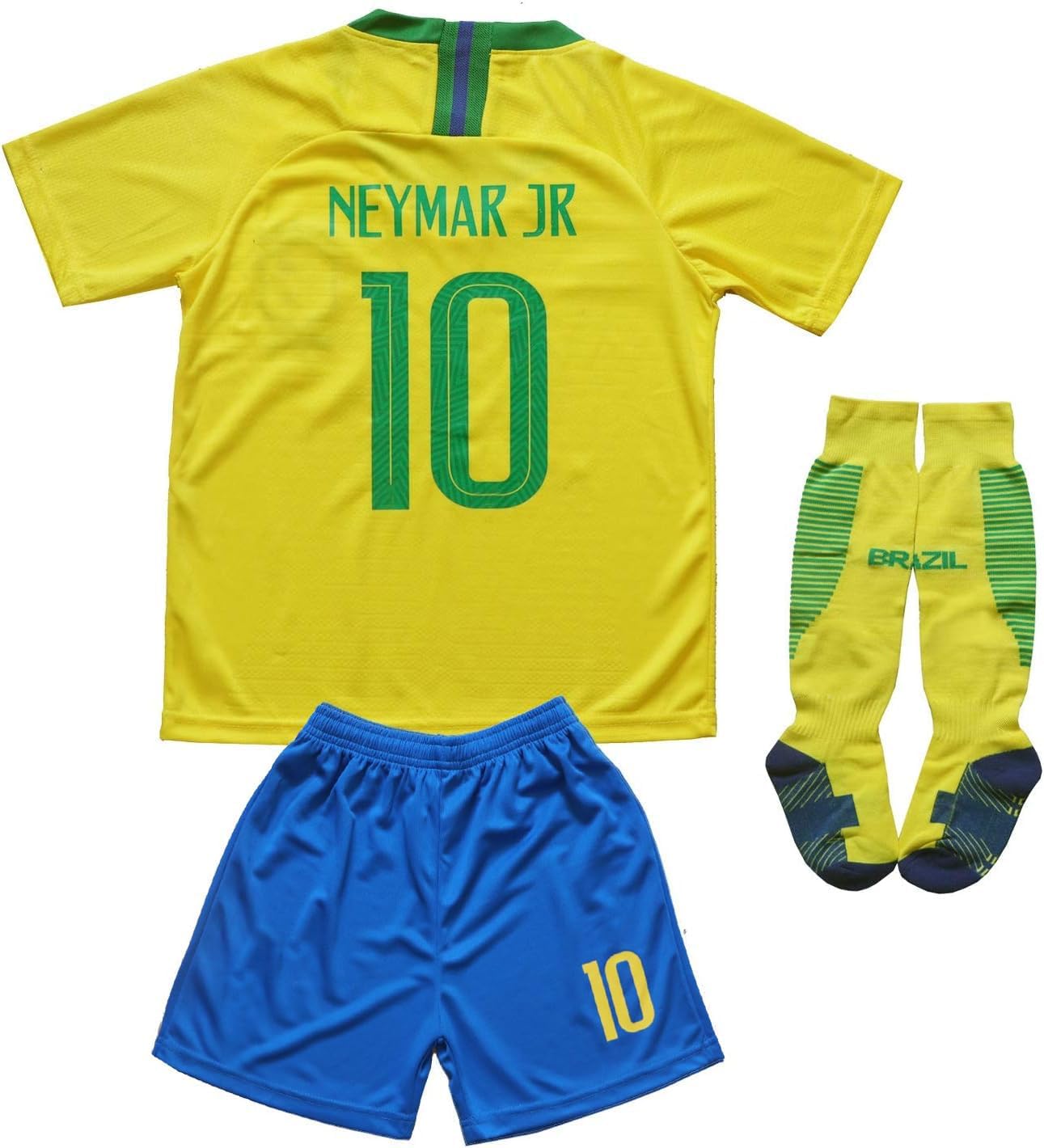 FPF Brasil #10 Home Neymar Kids Soccer Football Jersey Gift Set