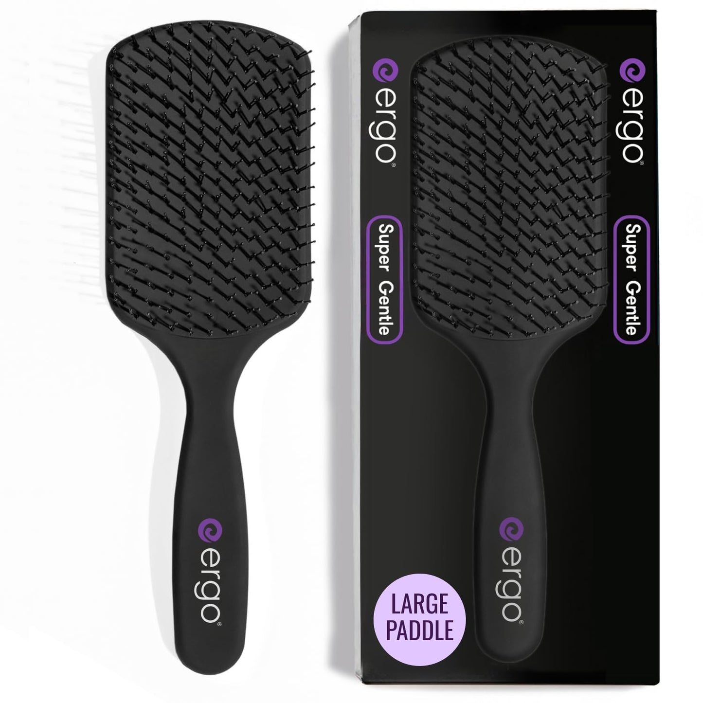 ERGO Super Gentle Paddle Brush for Effortless Hair Detangling