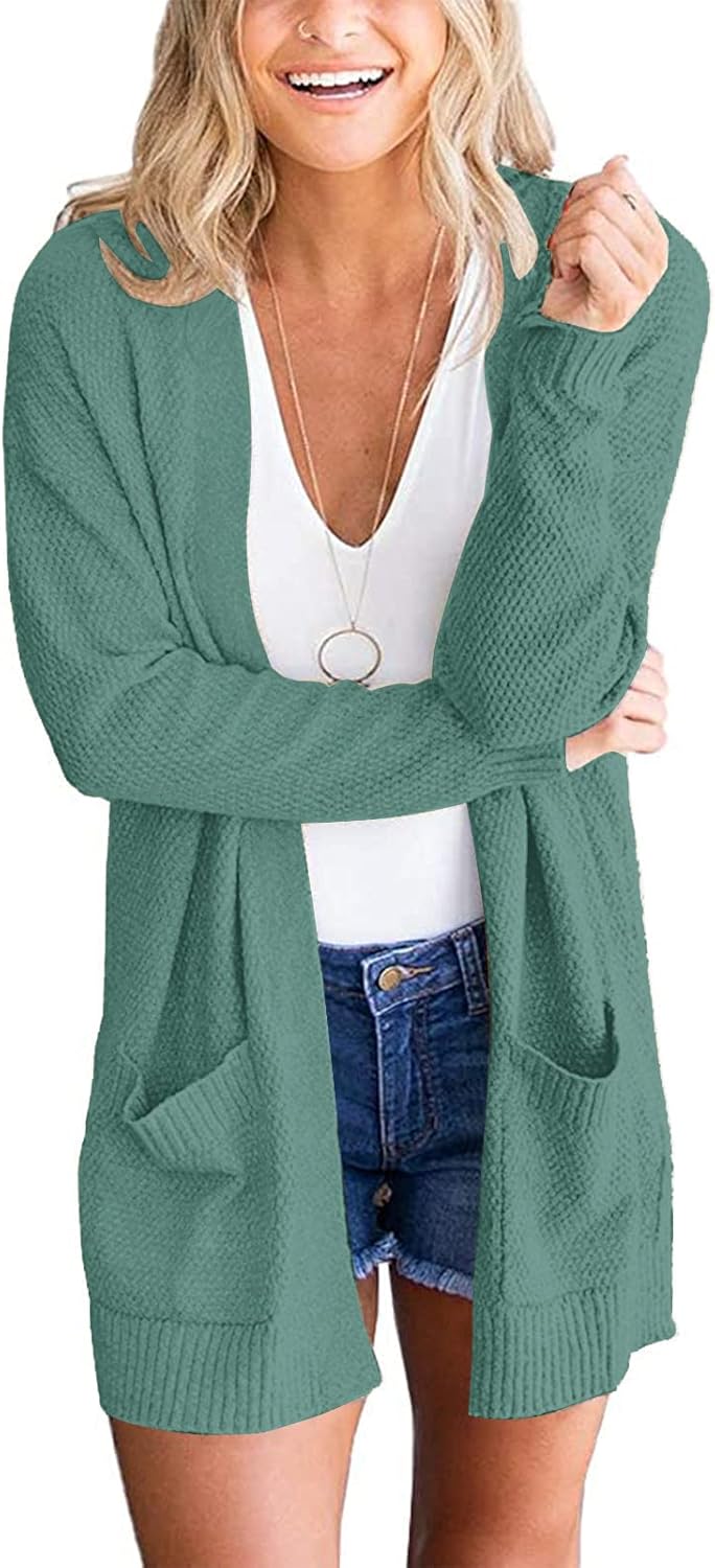 Cozy Women's Long Sleeve Cardigan Sweater with Pockets