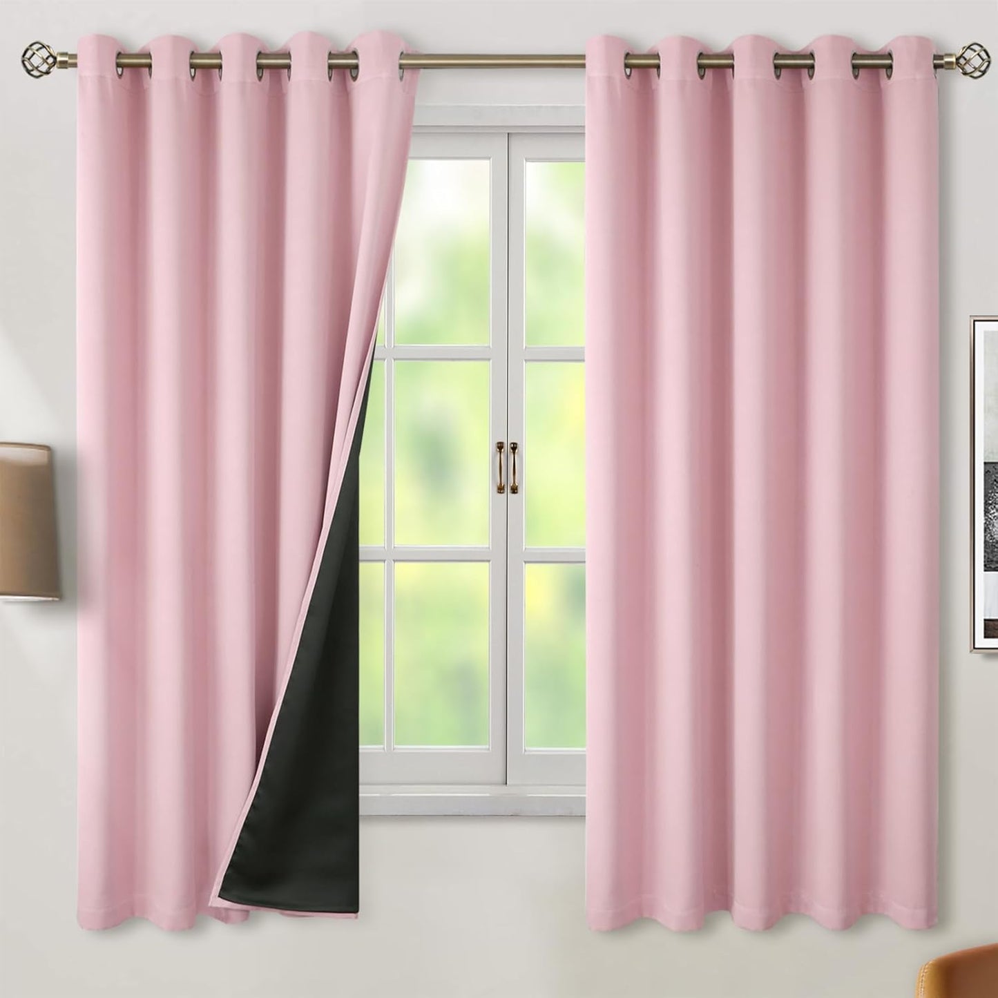 BGment Baby Pink Blackout Curtains for Nursery 63 Inch Length