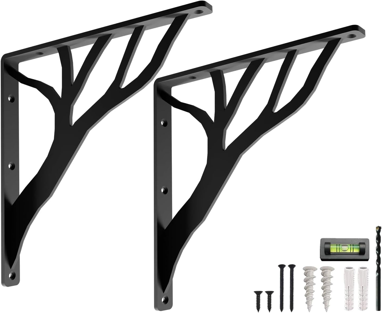 Rustic Tree Black Heavy Duty Shelf Brackets for Stylish Shelving