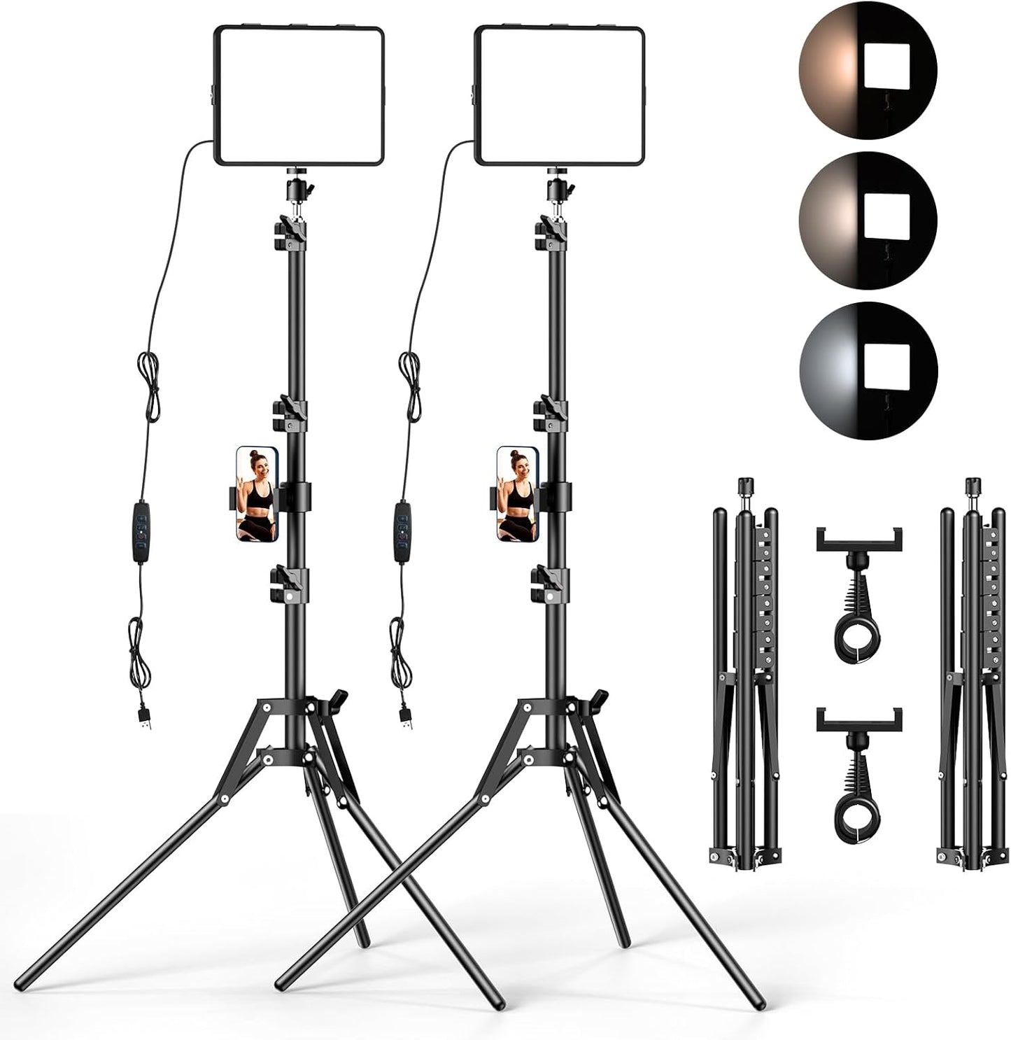 2 Packs Video Light Kit for Perfect Photography and Streaming