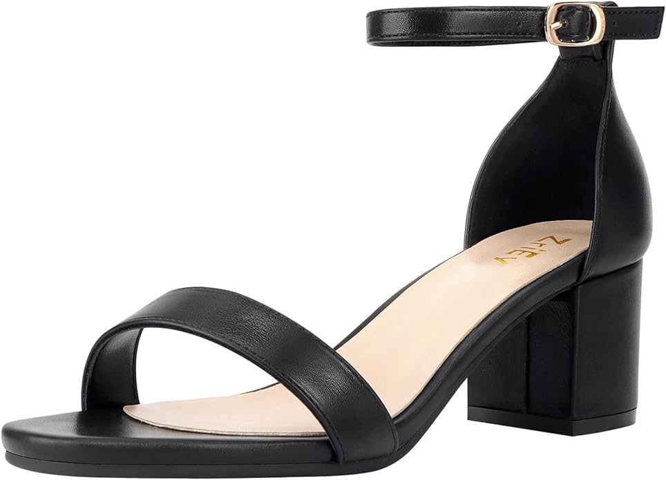ZriEy Women's Strappy Chunky Low Heeled Sandals for Comfort