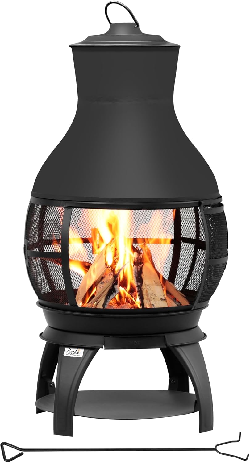 Compact Chiminea Fire Pit for Outdoor Gatherings and Relaxation
