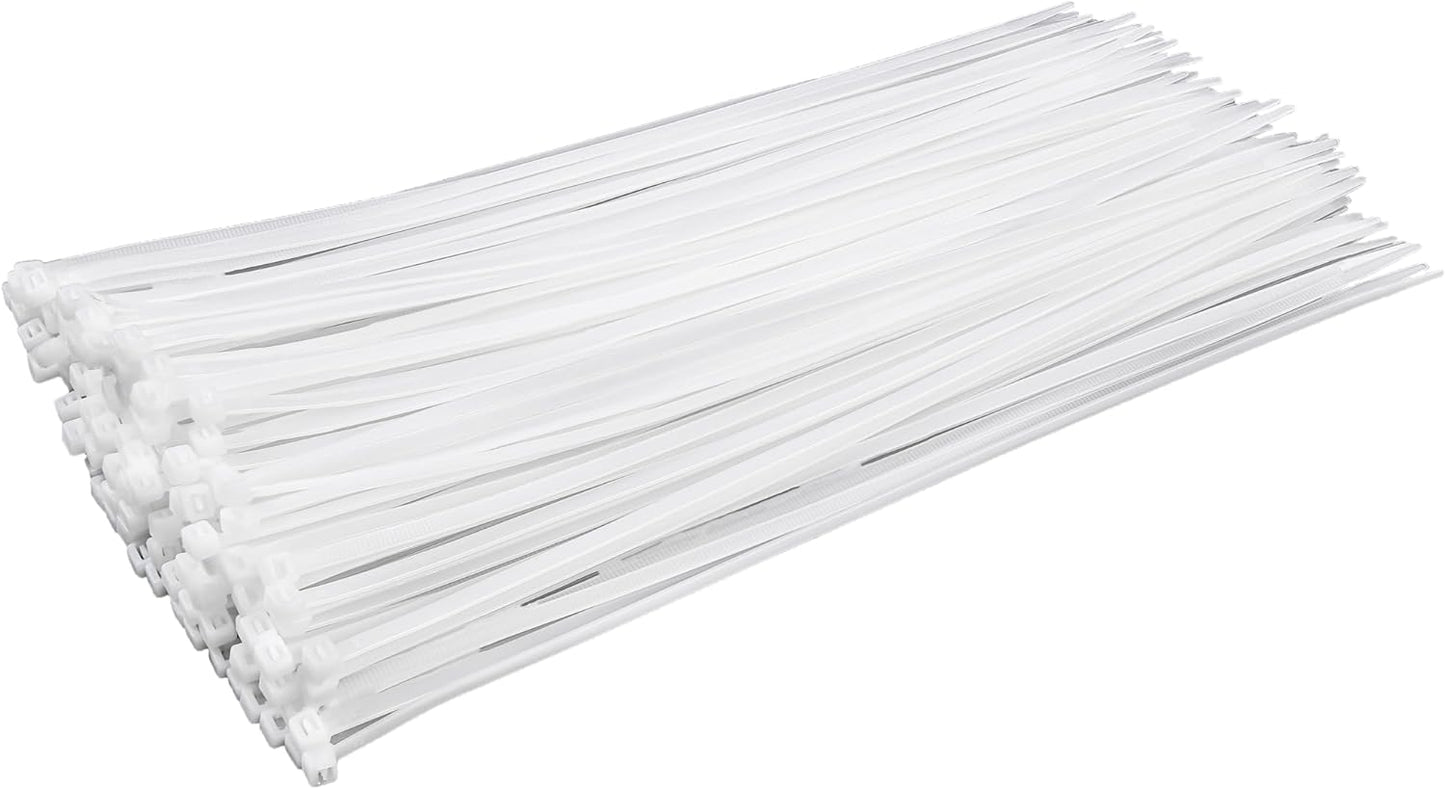 LOCKLOCK 14 White Zip Ties (100 Pack) - UV Resistant for Outdoor Use