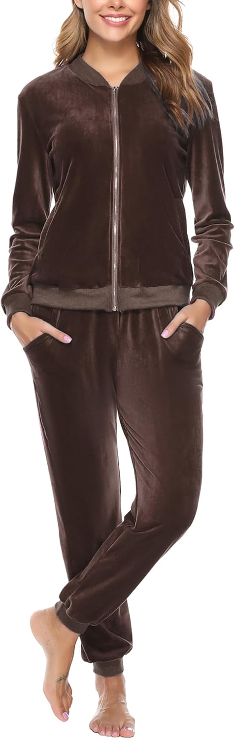 Velour Tracksuit Womens Sweatsuit Set for Cozy Fall Style
