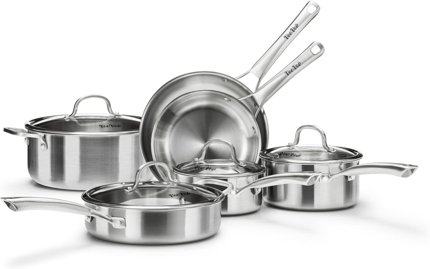 Stainless Steel Cookware Set - 10 Pcs Induction Kitchen Essentials