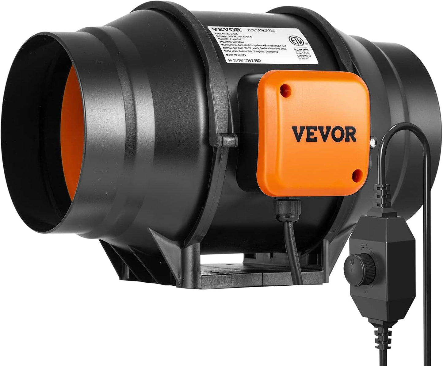 VEVOR Inline Duct Fan 6-Inch 400 CFM for Quiet Ventilation