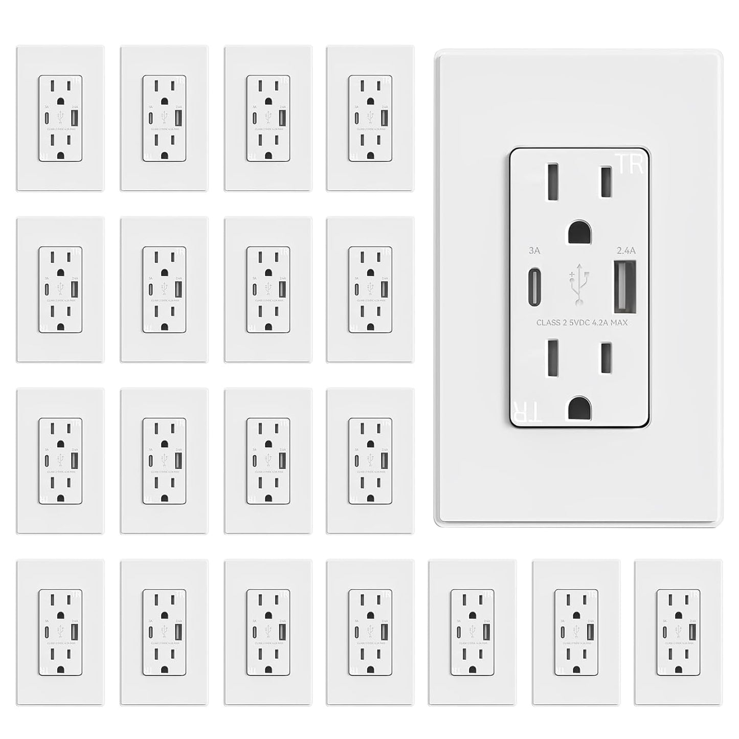 ELEGRP USB Wall Outlet with Dual Ports for Fast Charging