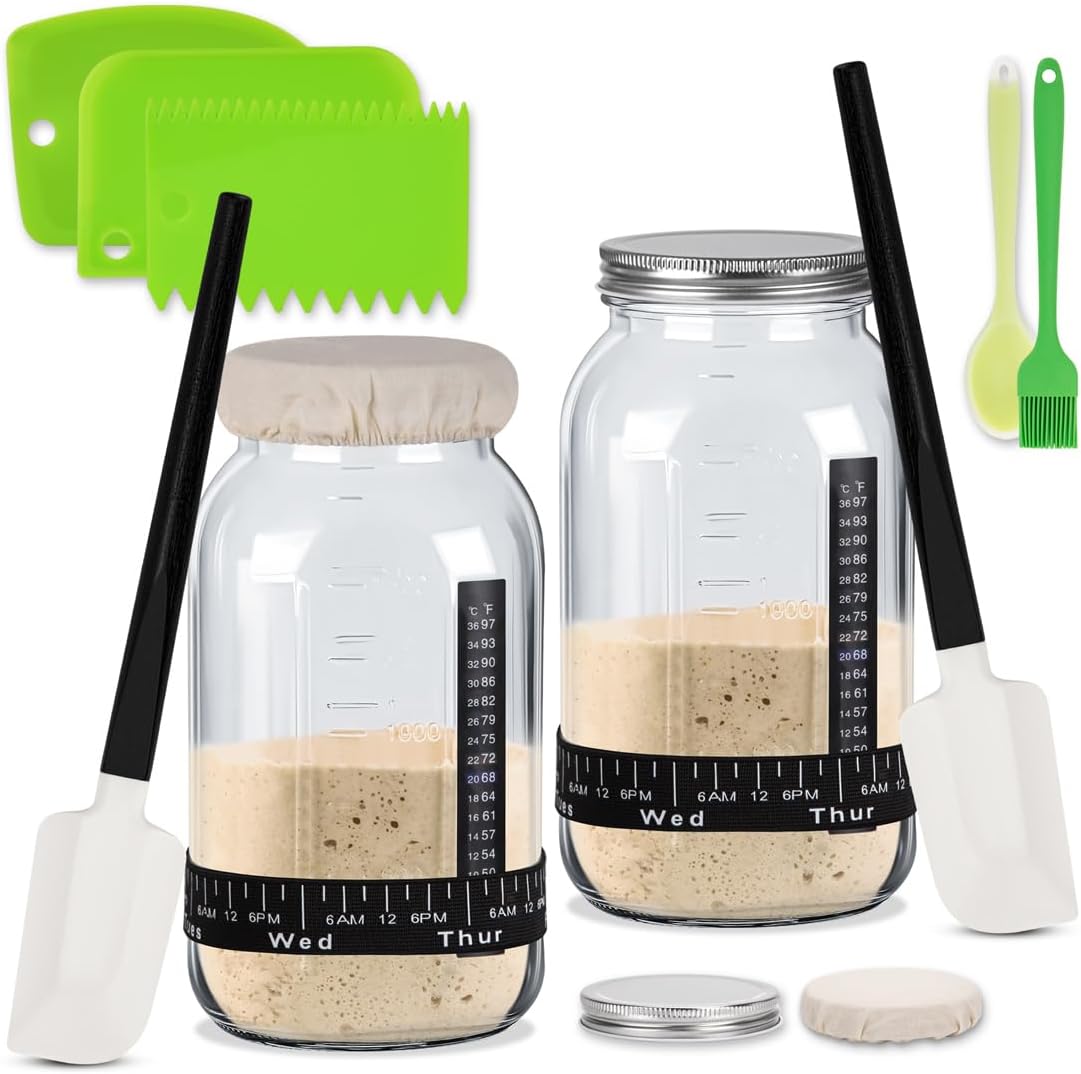 Sourdough Starter Kit with Large Capacity Jars and Tools