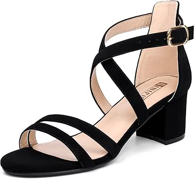 IDIFU Women's Block Low Chunky Heel Strappy Sandals for Weddings