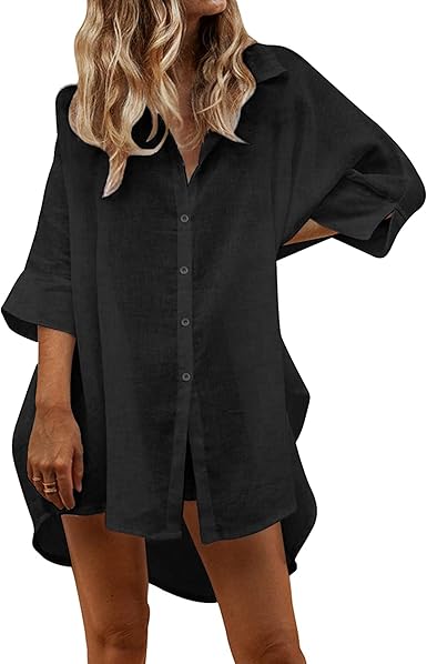 UNibelle Women Cotton Linen Shirts for Casual Beach Coverups