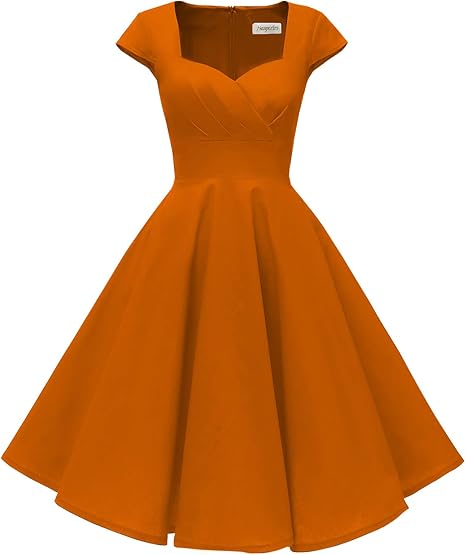 Hanpceirs Women's Cap Sleeve 1950s Retro Vintage Cocktail Dress