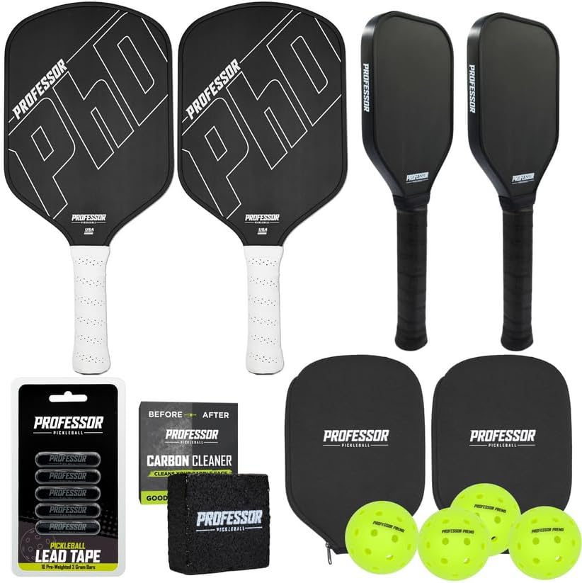 Premium Pickleball Paddle Bundle with Raw Carbon Fiber Rackets