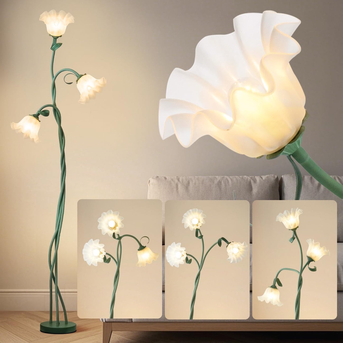 Flower Standing Lamp for Bedroom with 3 Color Temperatures