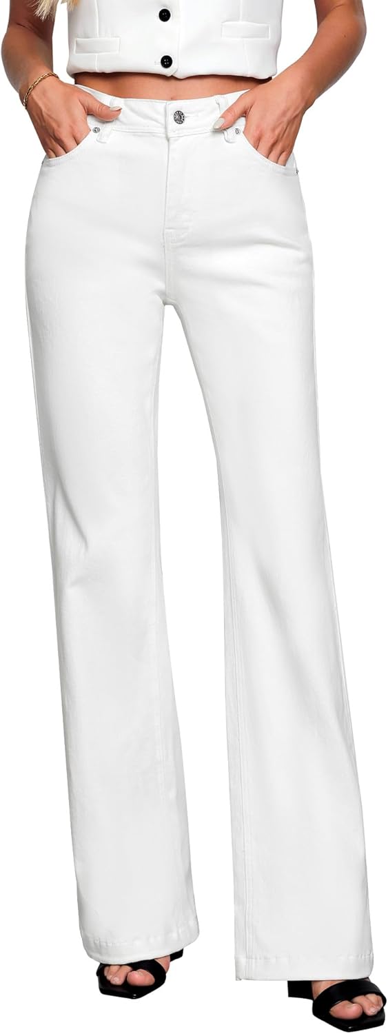 GRAPENT Womens Flare Jeans High Waisted Wide Leg Baggy Jean