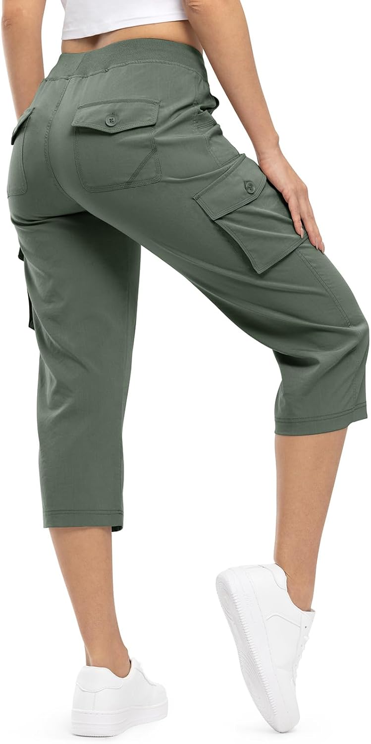 TBMPOY Womens Cargo Capris Lightweight Hiking Pants for Summer