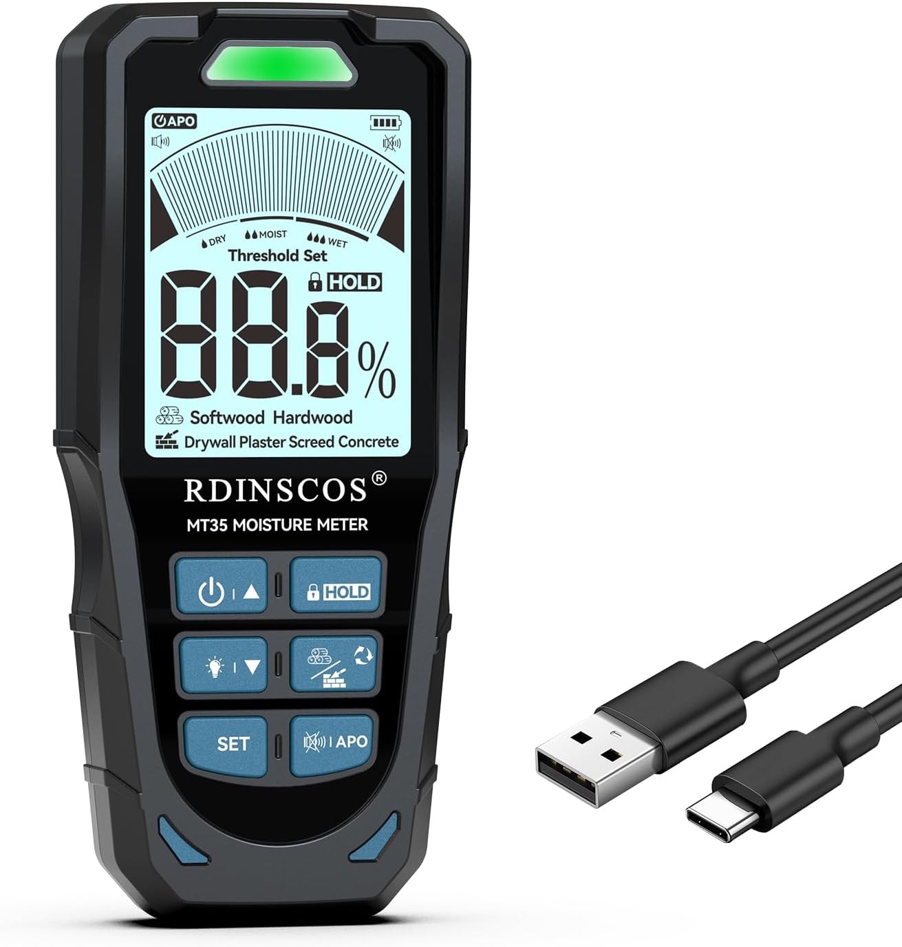 Pinless Moisture Meter for Home Inspection - Non-Destructive Tester