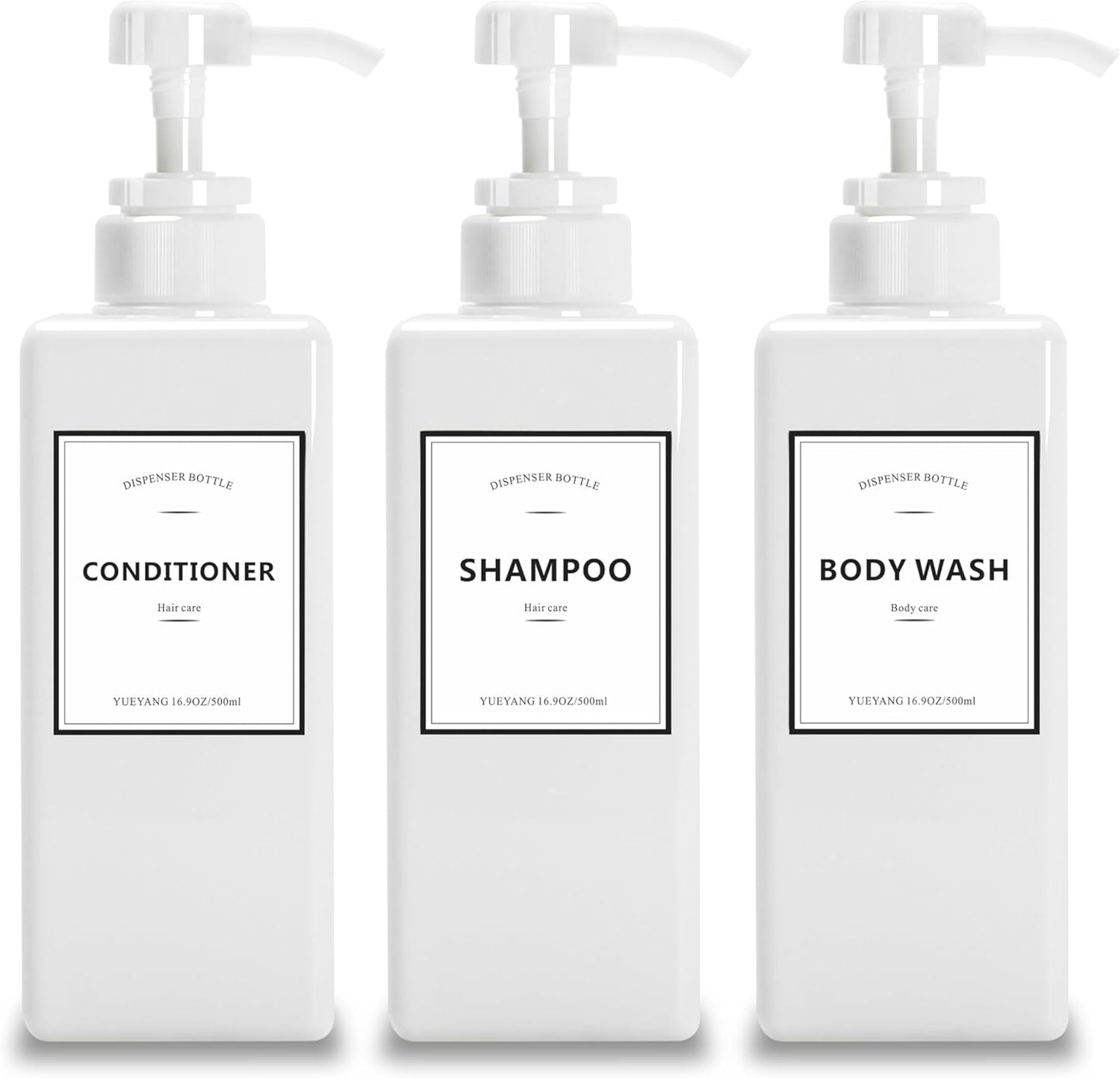 YUEYANG White Shampoo Dispenser Trio - Pump for Easy Use!
