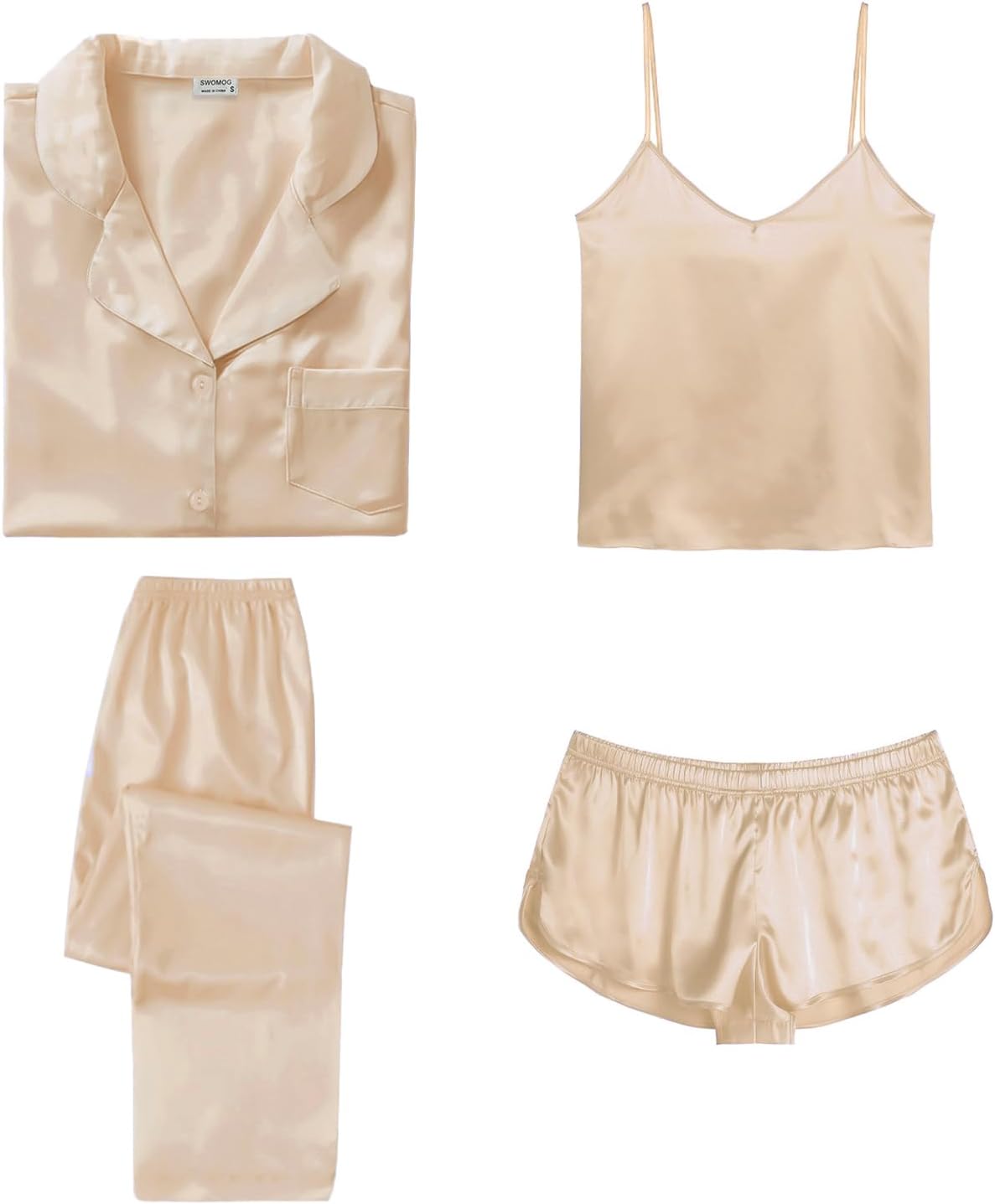 SWOMOG Womens Silk Satin Pajamas Sets for Ultimate Comfort