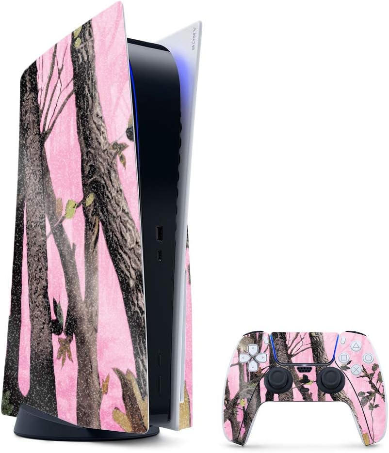 MightySkins Glossy Glitter Gaming Skin for PS5 - Pink Tree Camo