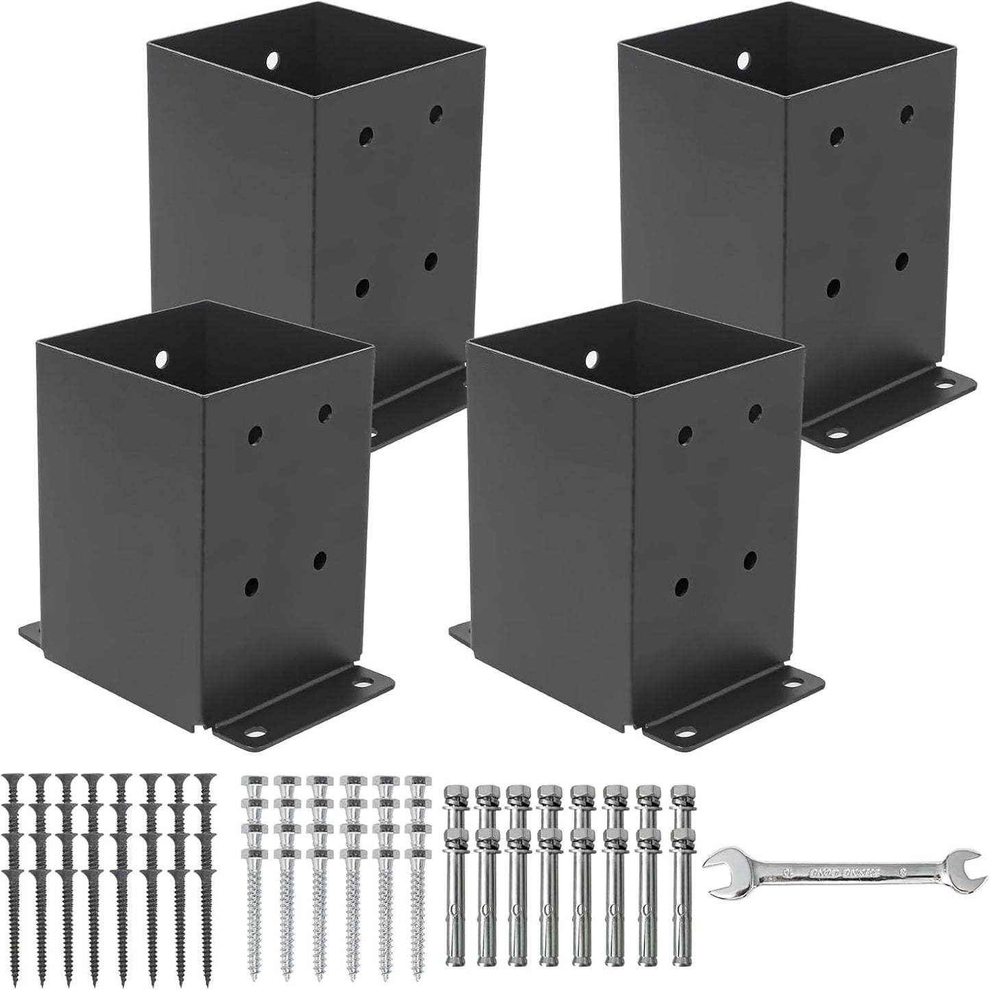 Heavy Duty Black Metal Post Base Brackets for 4x4 Posts