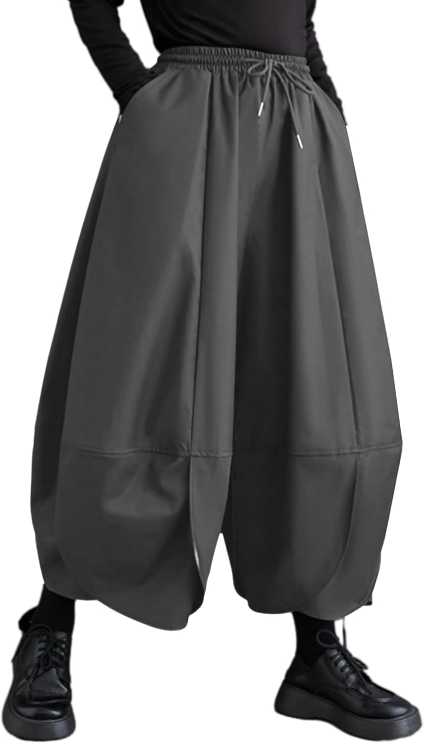 Ellazhu Women's Puffy Drawstring Elastic Waist Harem Pants