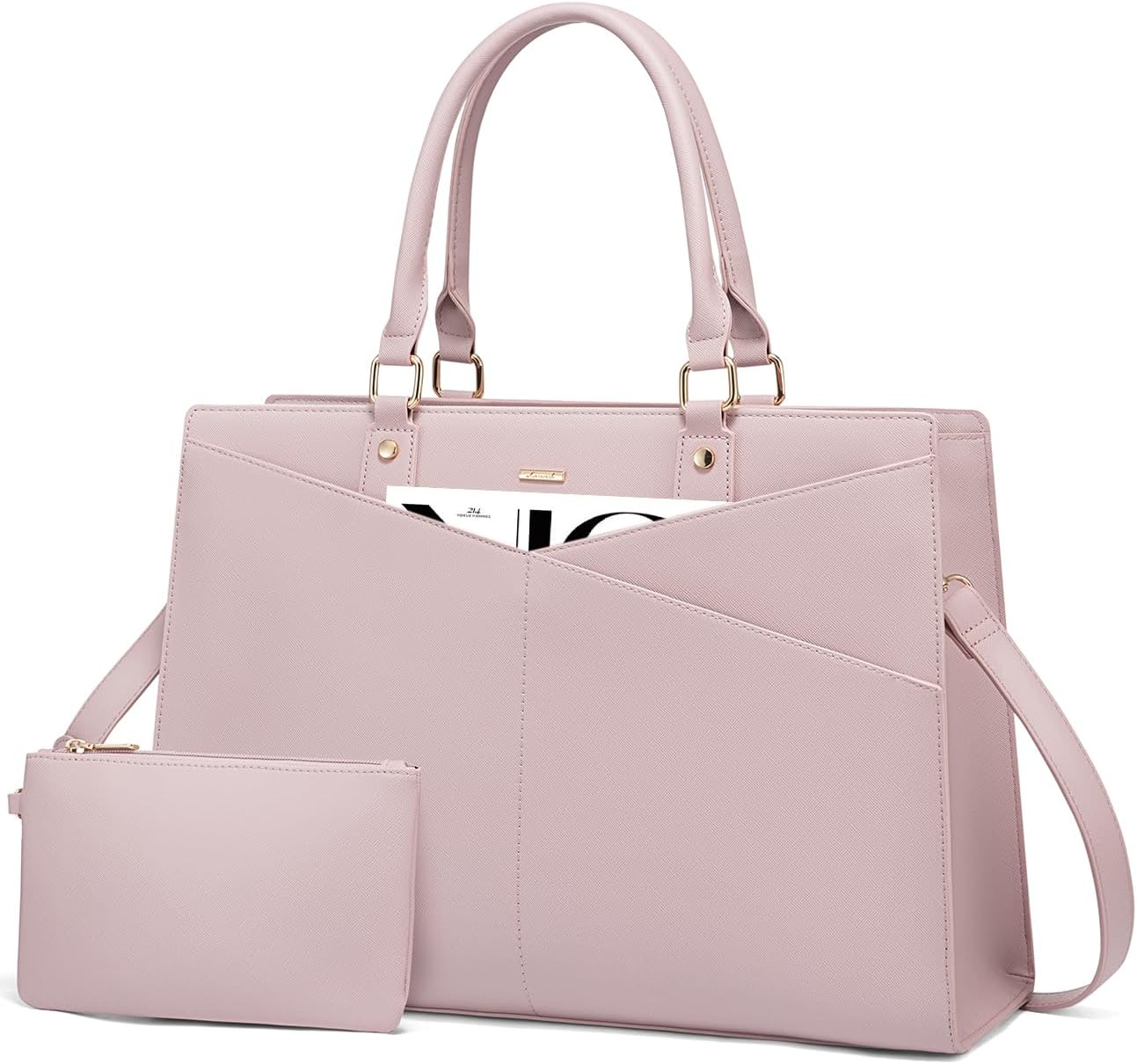 LOVEVOOK Leather Laptop Tote Bag for Women, Stylish Briefcase