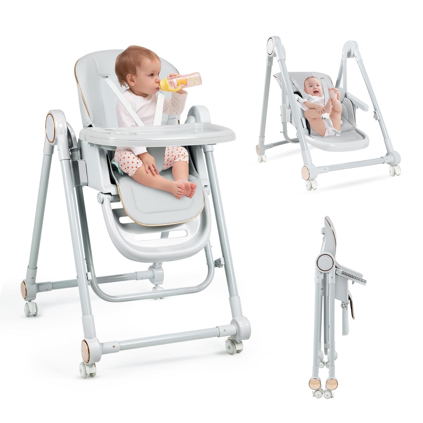 Adjustable High Chair for Babies with Portable Baby Swing Feature