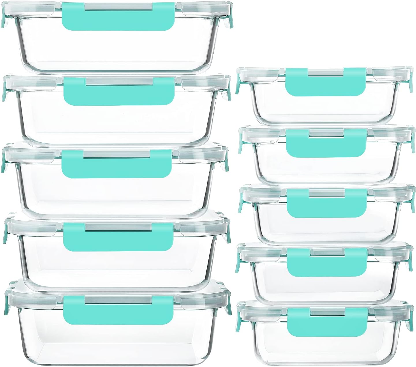 10-Pack Glass Meal Prep Containers with Airtight Locking Lids