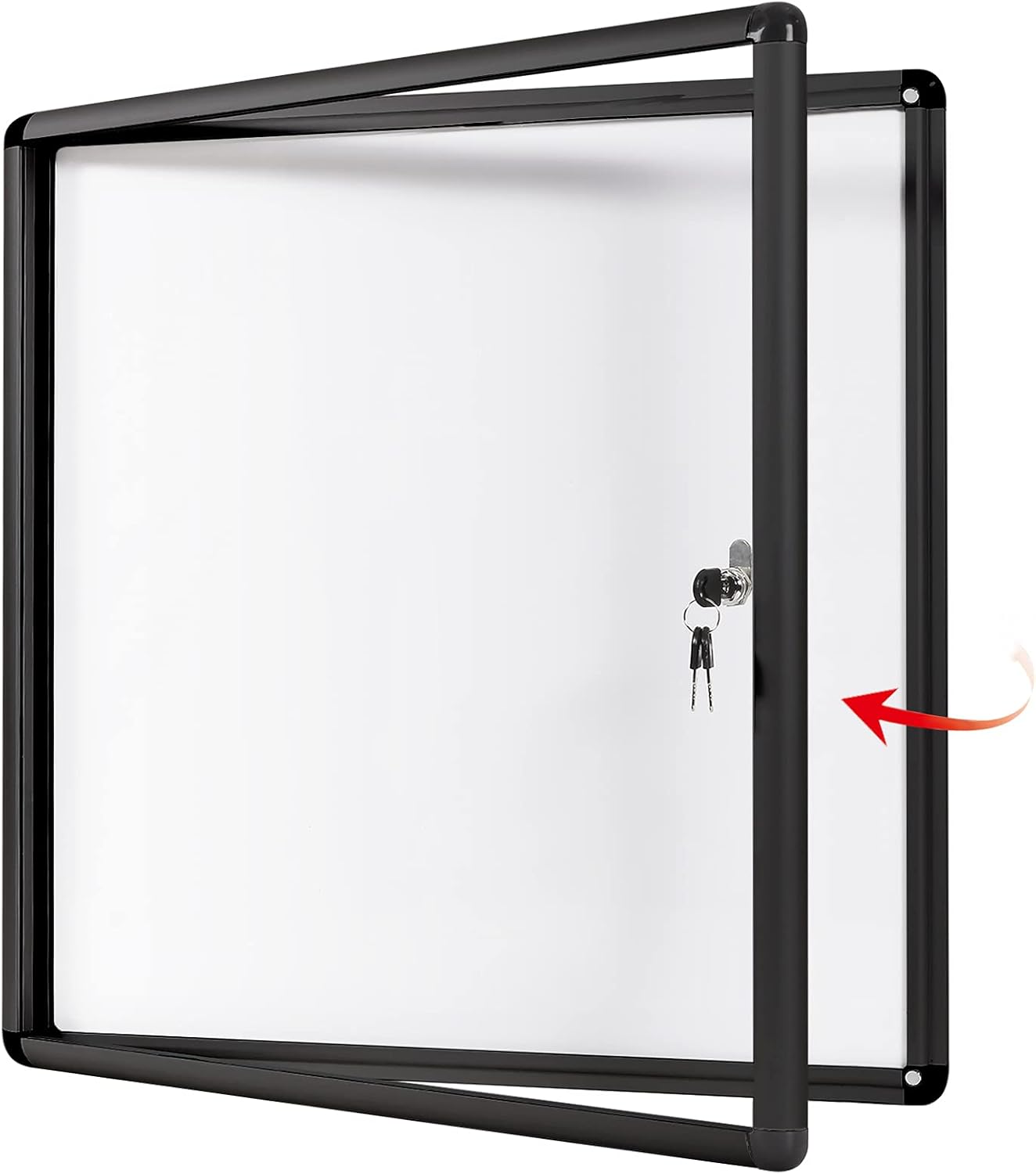 SWANCROWN Lockable Bulletin Board with Magnetic Surface 28x26in