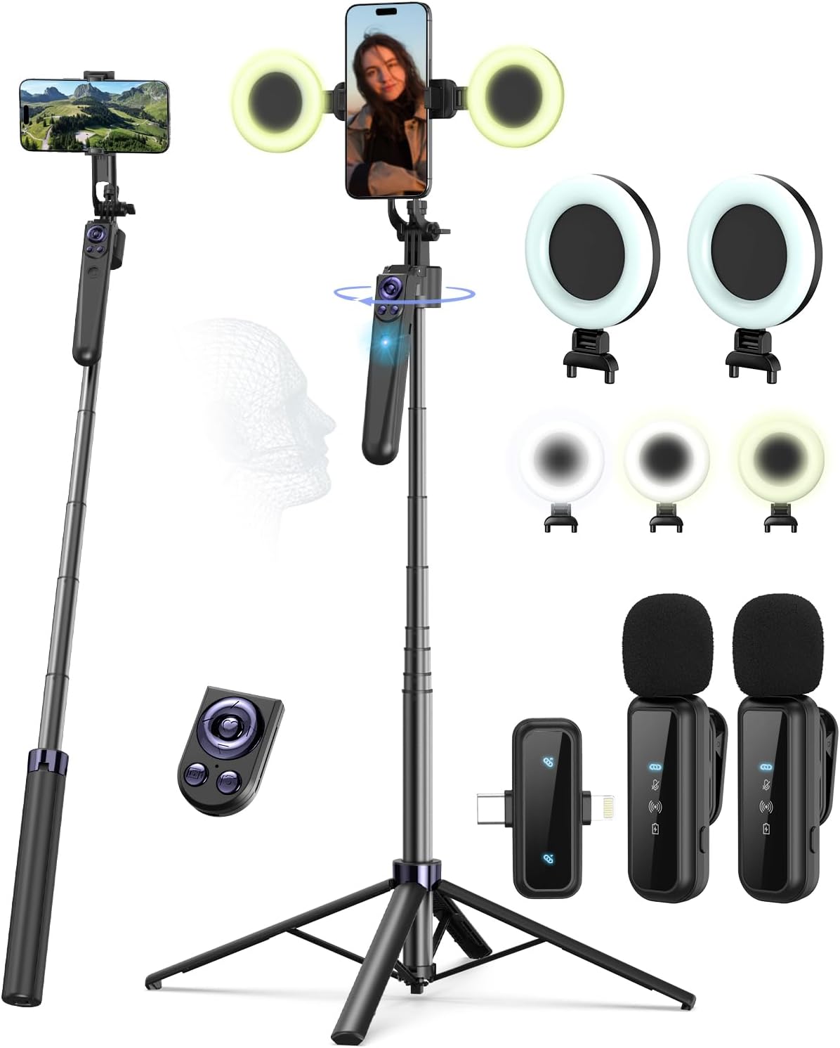 Vlogging Kit for iPhone/Android with Face Tracking Tripod